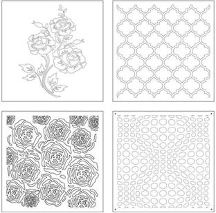 OYTRA 4 Pcs Stencil Set 6 x 6 Inches (OS623) Stencil Set Stencil