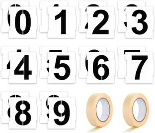 IVANA'S 20 Pieces 4 Inches Curb Stencil Kit 0-9 Address Number Stencil Reusable Plastic Numbers Stencils with 2 Rolls Masking Tape for Painting Address in Wall Wood Roa d Mailbox Stencil
