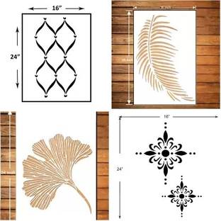 FLEXISHINE DECOR WALL PAINTING FOR (SIZE 16X24 INCH) PATTERN THEME, (3001) Suitable For Bedroom, Drawing Room & Office Decoration Modern Home Wall Arts Stencil