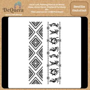 DEQUERA DeQuera Kokopelli Stencil for Wall Painting - Aztec Border II and Kokopelli Bord er ( Set) - Aztec Stencil Set for Craft - Indian Border Stencil for Craft and Ar Modern Craft Stencil Stencil