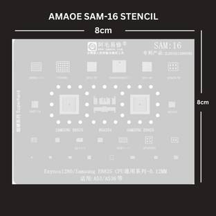 AKT AMAOE SAM-16 STENCIL Power Amplifier IC Chip Reball IC Pin Heat Tin Plant Net Steel Mesh 0.12mm Amaoe SAM 16 BGA Reballing Stencil For Samsung A53/A536 Exynos1280 E8825 CPU Stencil