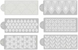 IVANA'S 6 Pieces Cake Stencils Baking Templates Cookie Fondant Cupcake Embossing Mesh St encil Dessert Decorating Molds, Spray Cake Painting Stencils Party Decoration Supplies Stencil