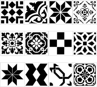 IVANA'S 12 Pieces Reusable Tile Stencil 12 x 12 Inch Painted Floor Stencil DIY Floor Til e Stencil Large Farmhouse Tile Stencils for Painting Floor Wall Wood DIY Tile Cr aft Stencil