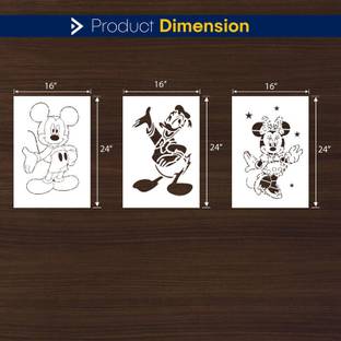 ARandNJ "Donald Duck", "Minnie Mouse" & "Mickey Mouse" Print DIY Design Ideal For Bedroom, Play School & Kids Room Decoration Reusable Modern Art Wall Stencil