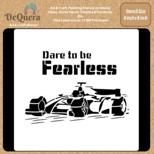 DEQUERA DeQuera Car Stencils for Wall Painting for Bedroom - Dare to be Fearless Stencil - Car Stencil for Painting on Canvas, Fabric, Clothes, Wood, Wall and Tile Size Modern Craft Stencil Stencil