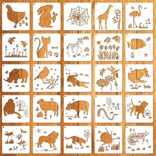 IVANA'S 25 Pieces Animal Stencils Spring Flower Stencils Templates Reusable Plastic Craf t Stencils Painting Butterfly Bunny Bee Themed Stencils Plastic Drawing Template s for DIY Craft Home School Decoration Stencil
