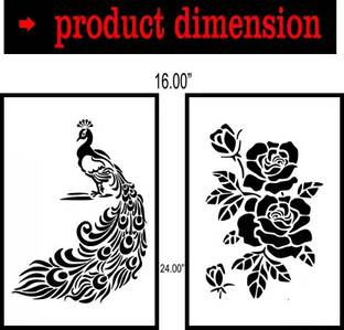 FLEXISHINE DECOR Combo Painting (Size:- 16X24 Inch) Wall Design Stencils for Wall Painting for Pattern Reusable Design Ideal For Bedroom, Kids Room and Living Room Decoration Stencil