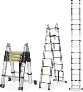 BUCKETLIST ®2.5M+2.5M/4.91M/16.14FT A Shape Telescopic Extension Steps Aluminium Ladder Aluminium Ladder