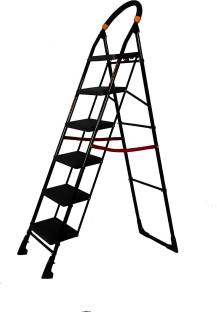 PARASNATH Black Ladder 6 Step Heavy Folding Step Ladder with Wide Step 6.3 FT Ladder Aluminium Ladder