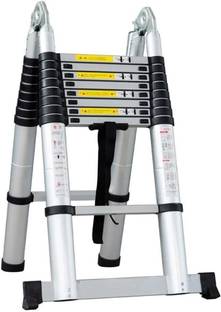 Krisham ®2.8M+2.5M/5.51m/18.1ft Aluminum Telescoping Ladder, A Type Portable Telescopic Aluminium Ladder