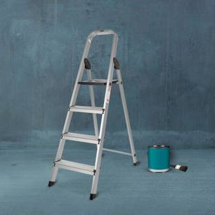 Bathla Advance 4 Anti Skid Steps | Foldable for Home (Black) Aluminium Ladder