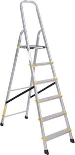 Asian Paints TruCare 6 Steps|Silver color|5 Year Warranty|Home Ladder|Anti-Skid, Foldable Aluminium Ladder