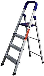 CIPLA PLAST 4 Steps Ladder With Heavy Platform Aluminium Finish Ladder | Anti-Skid Shoes Aluminium Ladder