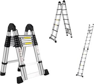 WB WELBUILT 18.5FT (5.6m) A-Type Telescopic Ladder for Home & Outdoor use 14 Steps Stainless Steel Ladder