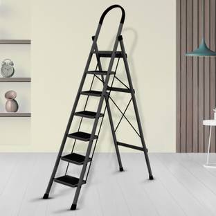 Plantex Anti-Skid Strong Foldable Wide 7 Step Ladder/Ladder for Home-(Apex -Black) Steel Ladder