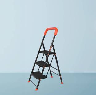 Bathla Ascend 3 Step Heavy Duty Steel Ladder for Home - Orange & Black Steel Ladder