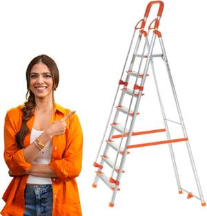 ProHome 8 Steps Ladder with Railing and Anti Slip Shoes Aluminium Ladder