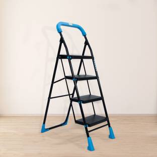 Plantex Mild-Steel Stylo Folding Ladder for Home with Advanced Locking System - 4 Step Steel, Plastic Ladder
