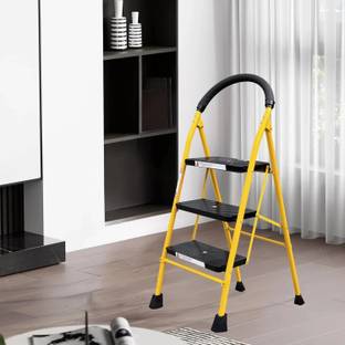 ProHome 3 Step Foldable Steel Ladder for Home | Ladder with Anti-Slip Shoes Steel Ladder