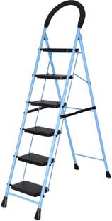 FLIPZON Halo Foldable 6 Step Ladder for Home and Office Use | Alloy Steel | Wide Steps Steel, Plastic Ladder