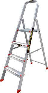 EMAC Aluminium 4 Steps Folding Ladder for Home, Shop & Office Use Slip Resistant Step Aluminium Ladder