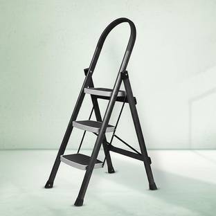 Frap Foldable 3-Step Steel Ladder with Hand Grip & Anti-Slip Wide Steps – Durable Steel, Aluminium Ladder