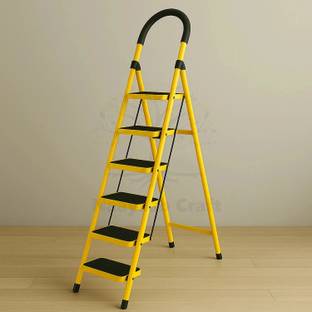 Naayaab Craft Premium Folding Stairs 6-Step Ladder for Home Use with Wide Anti-Slip Steps Steel Ladder