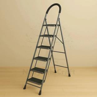 Naayaab Craft Premium Folding Stairs 6-Step Ladder for Home Use with Wide Anti-Slip Steps Steel Ladder