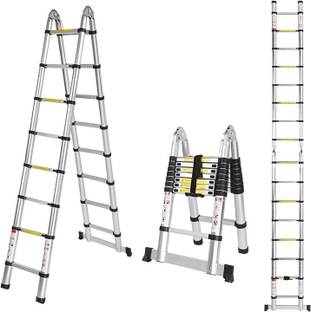 BUCKETLIST ®2.8M+2.8M/5.51M/18.1FT A Shape Telescoping Multi-Purpose Folding (In-Out door) Aluminium Ladder