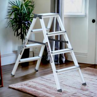 Mivu 4steps Premium Anodized Dual Step Ladder|Both Side Steps for Home & Office Use Aluminium Ladder
