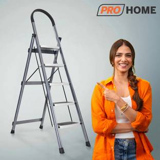 ProHome Vetro 5 Step Foldable Steel Ladder for Home | 150kg Capacity with Anti Slip Shoe Steel Ladder