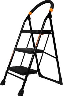 PARASNATH 3 Step Black Ladder Folding Heavy Duty ladder Made in Ladder Mild Aluminium Ladder