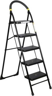 Asian Paints TruCare 5 Steps|Black color|5 Year Warranty|Home Ladder|Anti-Skid, Foldable Steel Ladder