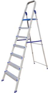 ALNICO Hybrid Aluminium Step -7 Step Silver Powder Coated Steel Ladder