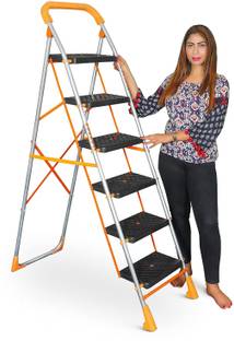 PARASNATH 6 Step Orange Diamond Ladder Folding Heavy Duty Ladder Mild Steel Ladder