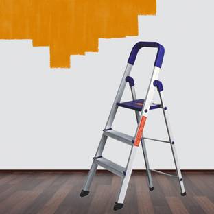 HOMACE 3 Step Home Pro Ladder | Hybrid Aluminum & Steel Stairs Siddi | Foldable Strong Aluminium Ladder