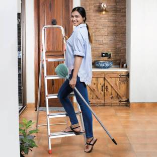 Bathla Advance 5-Step Foldable Ladder for Home with Sure-Hinge Technology (Orange) - Aluminium Ladder
