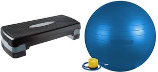 YMD FITNESS Polypropylene Adjustable Home Gym Exercise Fitness Stepper With Gym Ball Stepper