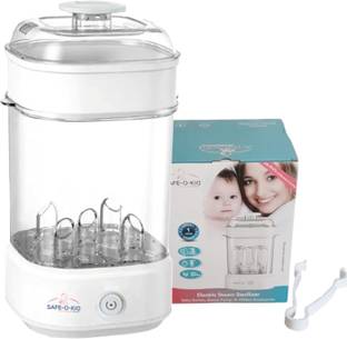 Safe-o-kid Steam Sterilizer - 1 Year warranty, Kills 99.9% germs in 8 min 5 bottle capacity - 5 Slots