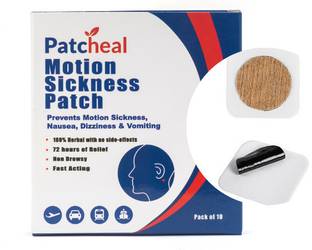 Patcheal Motion Sickness Patch 10 pcs Relieves Travel sickness Nausea and Vomiting - 10 Slots