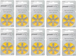 Power one P10 Hearing Aid Batteries 1.45V 10 patta (60 battery) Button Cells Stethoscope Case