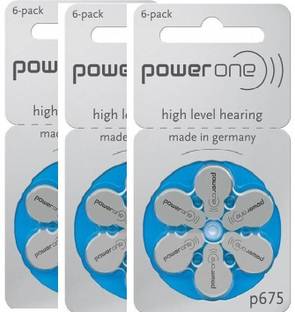 Power one P675 Hearing Aid Batteries 1.45V 3 patta (18 battery) Button Cells Stethoscope Case