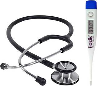 Fidelis Healthcare Combo of Flixed Thermometer & Dual Head Stethoscope for Students and Doctors Acoustic Stethoscope