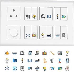 Stikor 1.5 cm Transparent Switch Board Sticker for home and office Fan, Light,TV, Etc Self Adhesive Sticker