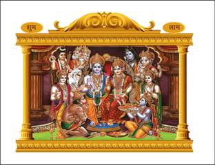 Sahaj Décor 61 cm Barhma Vishnu Mashesh Poster|Ram Darbar|Vishnu Krishna & Shankar Size 30X24 Inch Self Adhesive Sticker