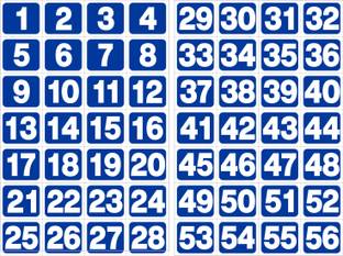 ShubhFly 7.65 cm Number Sticker 1 to 56 Blue Digits Numbers Sign for Lodge Rooms Hospital School Removable Sticker