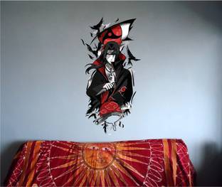 WallWonders 30 cm Artistic Impression " Itachi Uchiha " Multi color Vinly Wall Stickers Self Adhesive Sticker