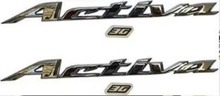 Golden Fox 23 cm 2 pcs Scooter Emblem Badge Decal 3D Tank Logo Activa 5G Sticker Self Adhesive Sticker