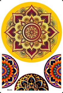 JEMOX 32 inch 3D Rangoli sticker size 32x32 cm + Switch Board stickers Combo Self Adhesive Sticker