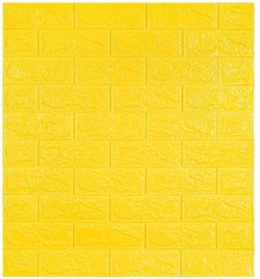 Pozet 70 cm X 77 3D Brick Wallpaper self Adhesive Brick Design Wall Stickers(Yellow) Removable Sticker